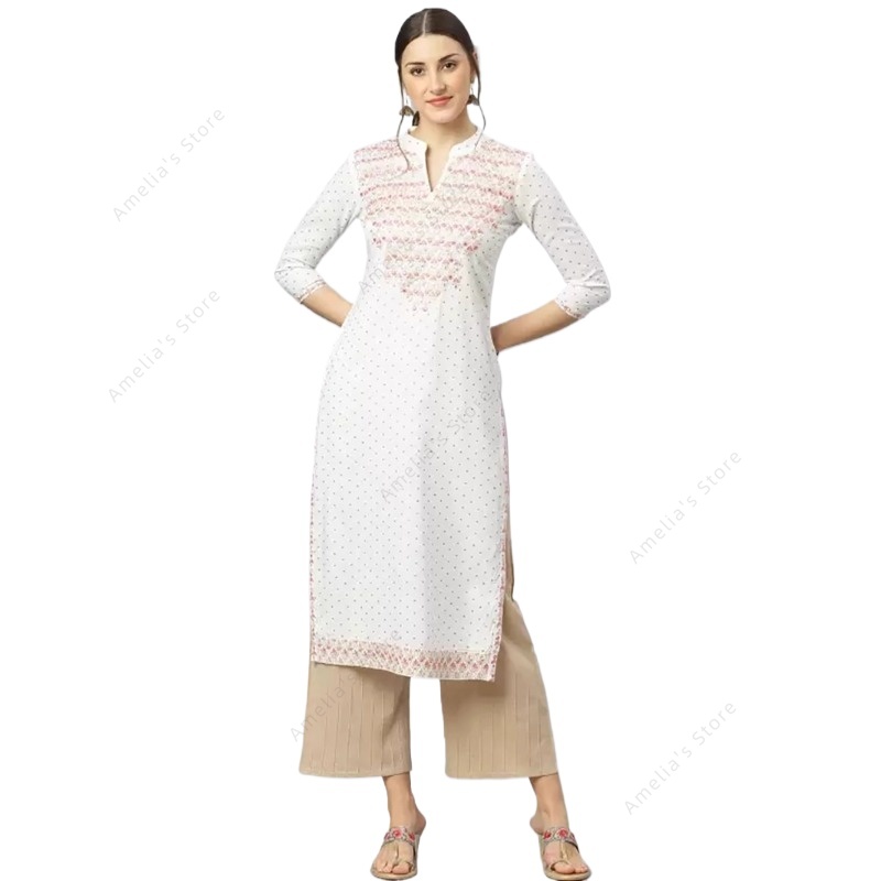Summer Clothing Pakistan - Damska indyjska bluzka Kurta z rayonu,