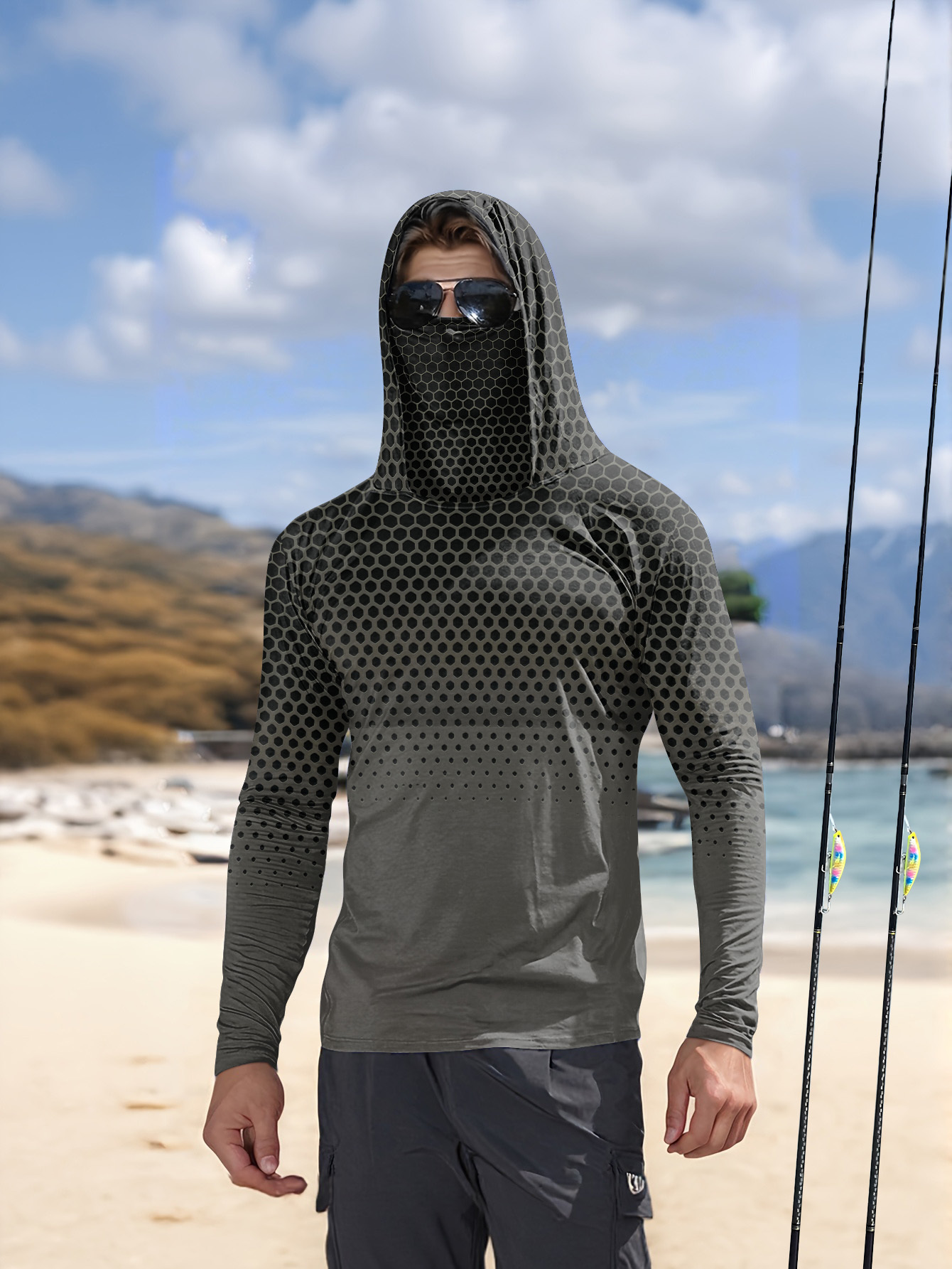 Summer Clothing Line - Męska letnia koszulka wędkarska z kapturem