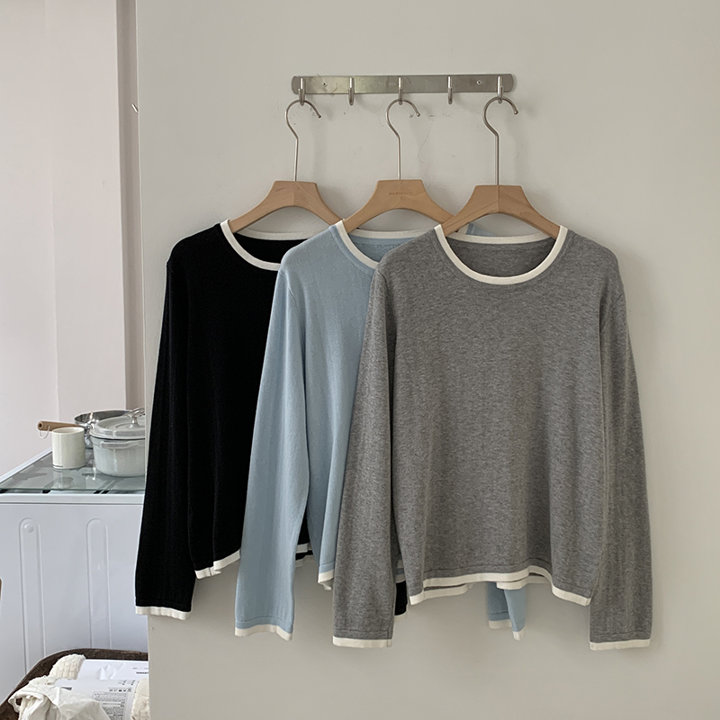 Summer Clothing Long Sleeve - 100% bawełna, damska koszulka z okrągłym