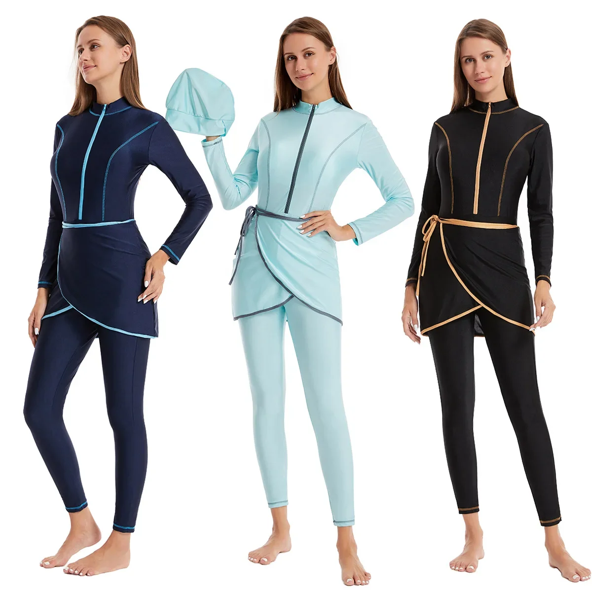 Summer Clothing Hijab - 3-częściowy/zestaw prosty muzułmański strój kąpielowy dla