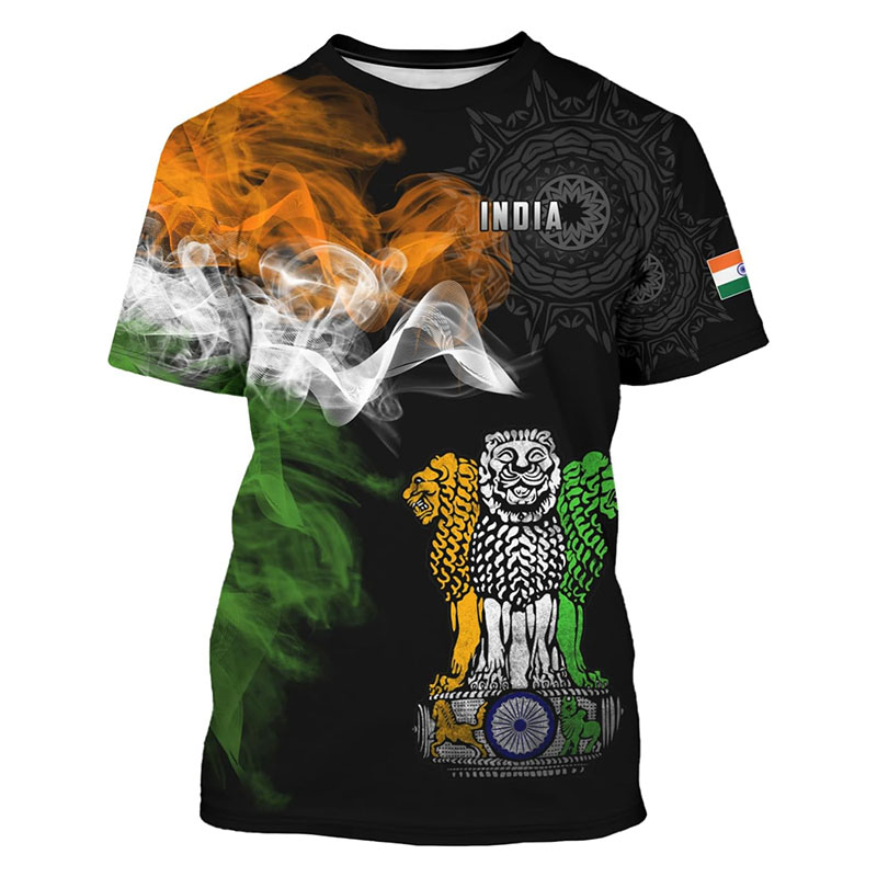Summer Clothing India - India Flag Print T-shirt Odzież męska