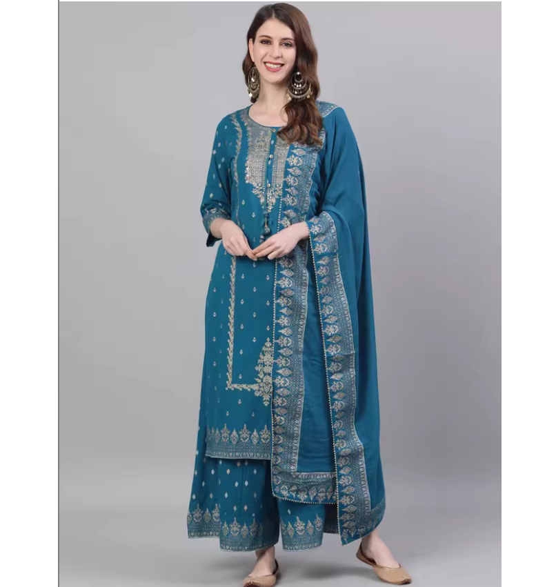 Summer Clothing Pakistan - Wiosenno-letni trzyczęściowy zestaw w indyjskim stylu
