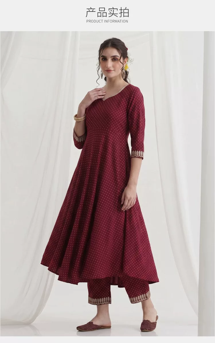 Damski bordowy etniczny zestaw – Summer Clothing Pakistan recenzja i cena