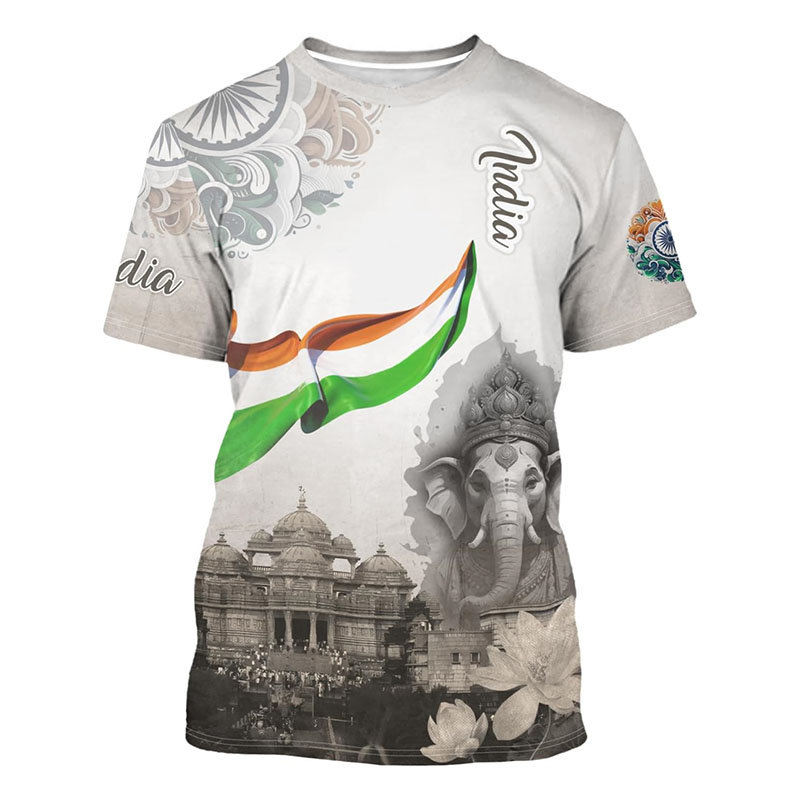 India Flag Print T-shirt Odzie – Summer Clothing India recenzja i cena
