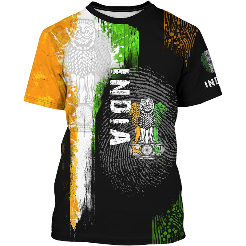 India Flag Print T-shirt Odzie – Summer Clothing India recenzja i cena