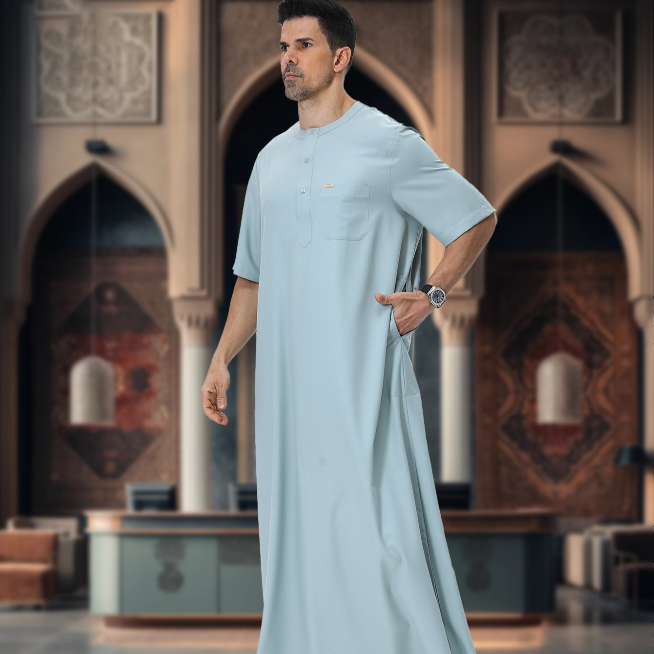 Męskie muzułmańskie abaje, kaf – Summer Clothing Pakistan recenzja i cena